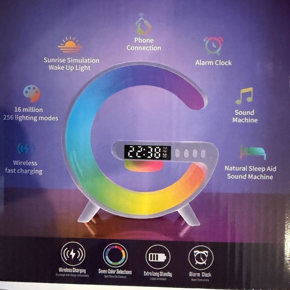 Smart Light & Sound Machine Wireless fast charging with Digital Display